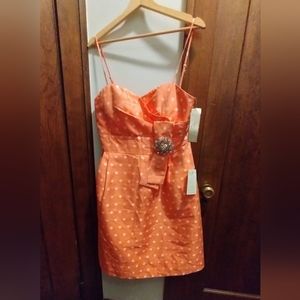 Eliza J Pink Missy Dress with White Polka Dots, Size 10